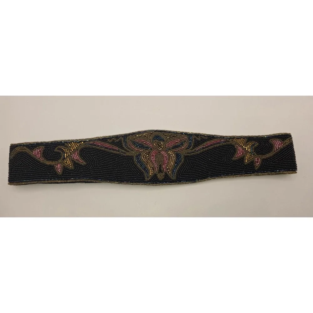 VTG80's LA REGALE LTD HAND MADE BEADED BELT CUMMERBUND SZ M WHIMSIGOTH BOHO-CHIC